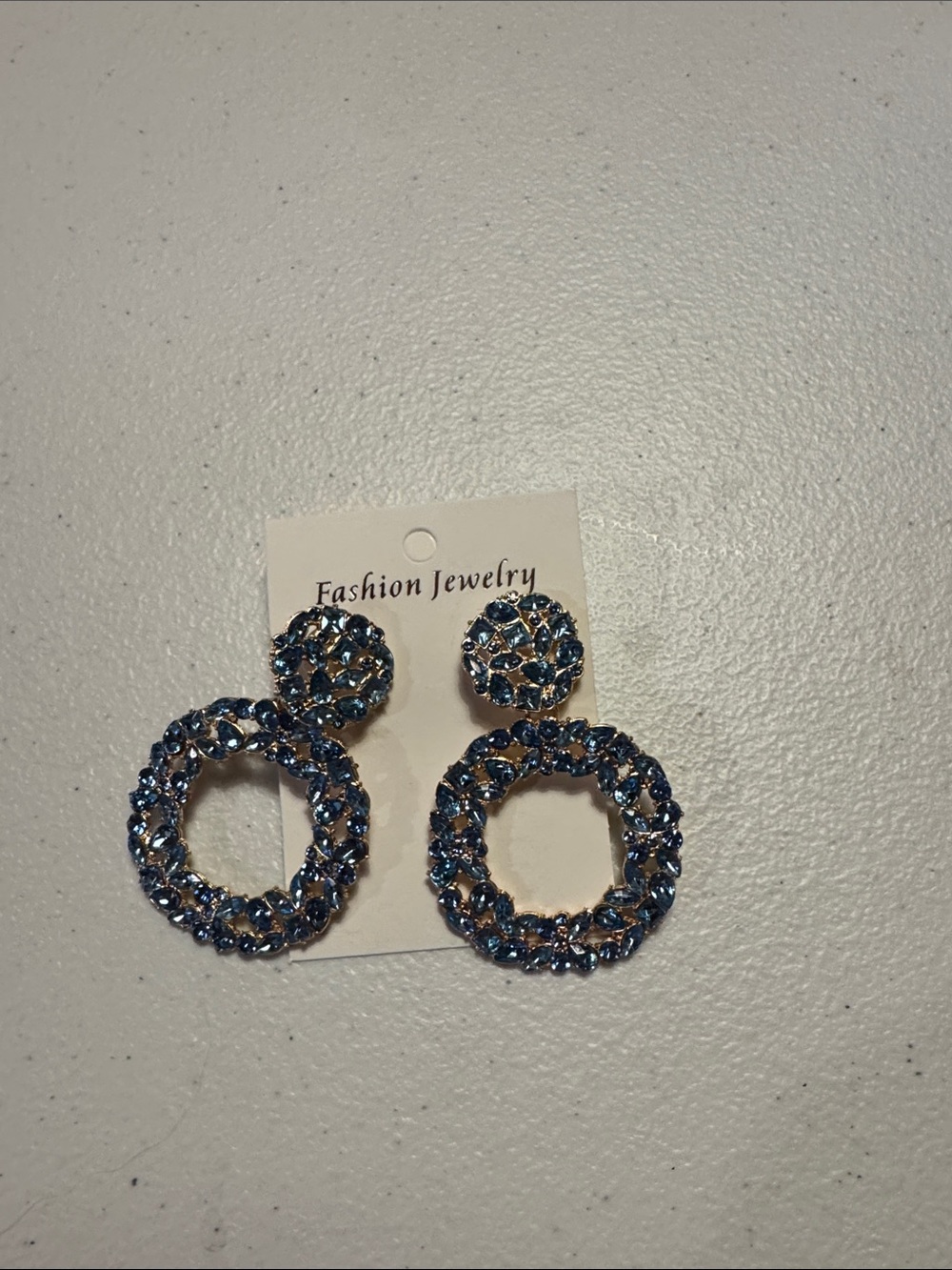 Fashion Jewelry Navy Blue Crystal Circle Drop Earrings